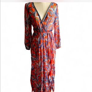 Sheer/chiffon maxi dress with belt detail